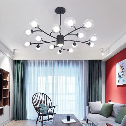 Post-Modern Magic Bean Chandeliers LED Creative Glass Ceiling Chandelier Lighting for Living Room Decor Dining Room Bedroom Lamp