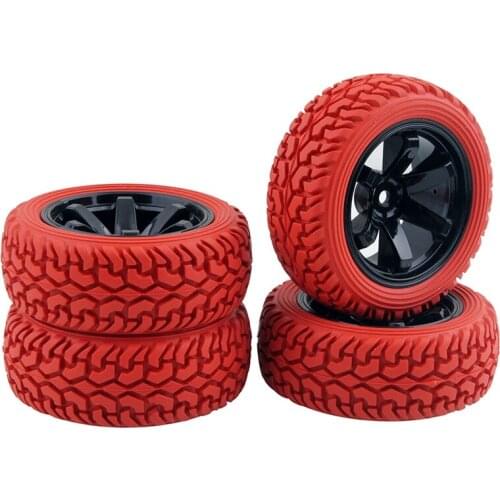 RC 701-8019 Rubber Tires & Plastic Wheel 4Pcs For HSP HPI 1/16 1:16 On-Road Car