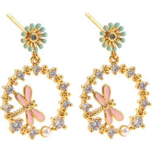 Micropavé CZ Dragonfly Earrings,Dragonfly Jewelry,Insect Earrings,Dragonfly Lovers Gift