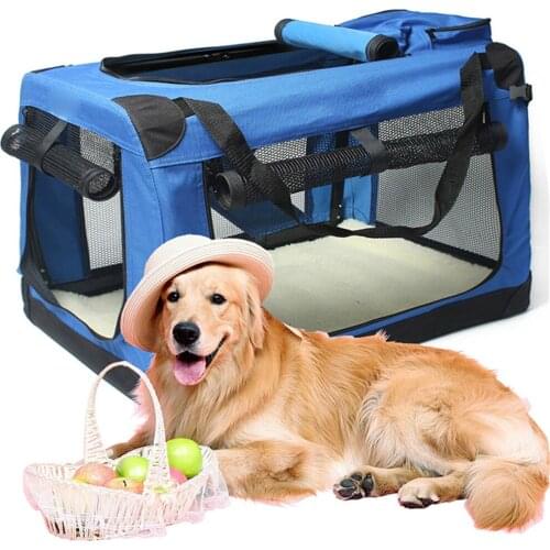 Dog Cage Car Kennel Outing Carrying Bag Pet Luggage Car Travel Cage Cat and Dog Cage Folding Medium and Large Dogs