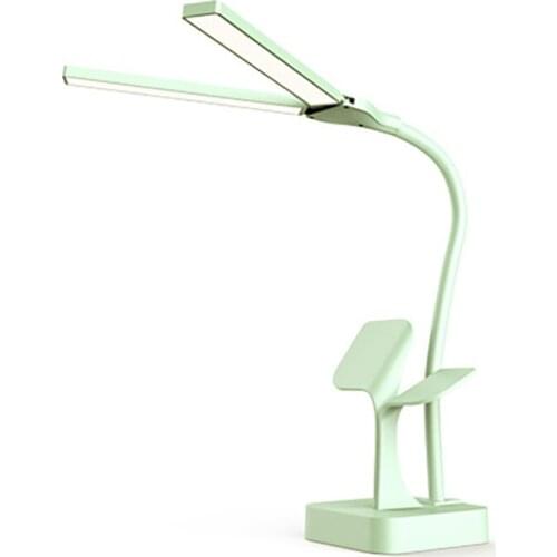 USB Rechargeable Dual Head Led Desk Lamp Stepless Dimmable Touch Switch Table Lamp Eye Protection Reading Light Phone Holder