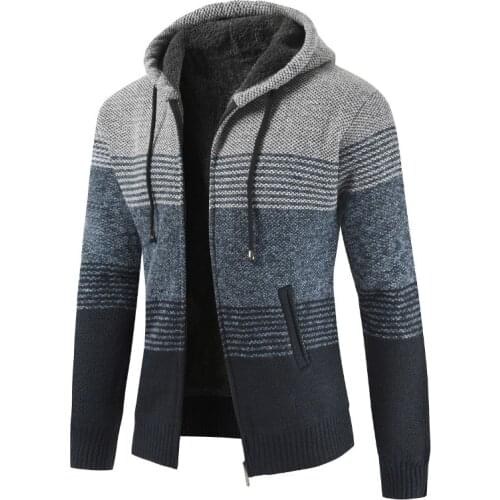 Winter hooded neck solid quality knitted brand male sweaters M LXlarge size Fashion sweater men new arrival cardigan
