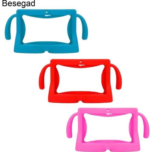 Besegad Universal 7 Inch Tablet Protective Case Soft Silicone Cover Skin Shell Protector with Carry Handles for Children Kids
