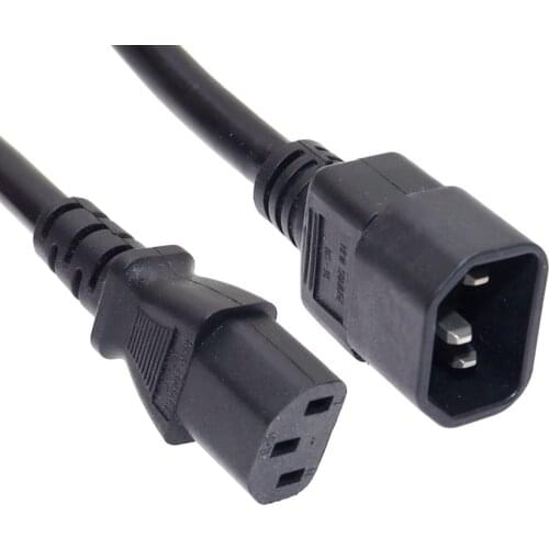 UNIVERSAL IEC C13 C14 Power Supply Cord, SJT 14AWG/3, Male to Female PDU UPS Extension Cable 15A 250V Black 15A 250V 0.5m~3m