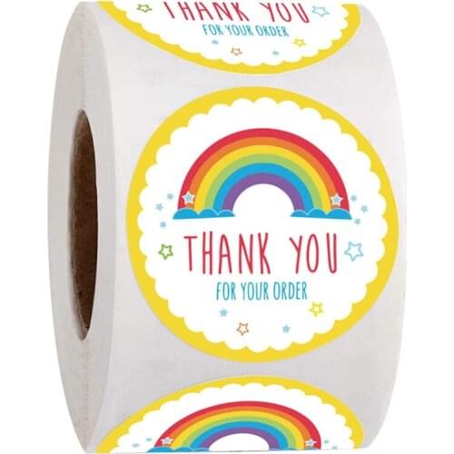 50-500pcs 2.5 cm Roll Gift Scrapbooking Sealing Stickers Design Birthday Wedding Present Labels teacher reward rainbow