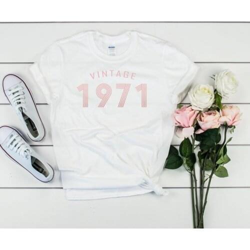 Rose gold-wearing a vintage T-shirt for her and him on her 50th birthday in 1971, the 50th party shirt, pure cotton UNISEX SHIRT
