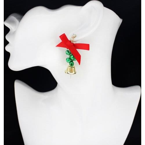 Japanese Sweet Christmas New Year Earrings Bell Pendant Earring With Bow Colored Winter Bell Female Ladies Accessories