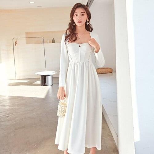 Yigelila 2021 early spring new white temperament party dress skirt length slim dress