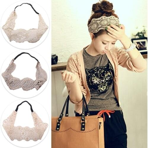 Fashion Hollow Lace Flower Headband Women Hair Band Wide Head Wrap Accessories Headwear Cloth Headbands Girls Gift Headwraps