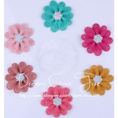 20pcs/lot 5.5CM 6Colors Newborn DIY Hair Flowers With Starburst Button For Kids Headwear Fashion Fabric Flowers For Headbands