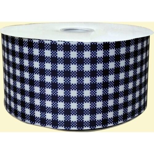 3" inch 75 mm 7.5 cm blueScottish lattice free shipping printed grosgrain ribbon for gift packing