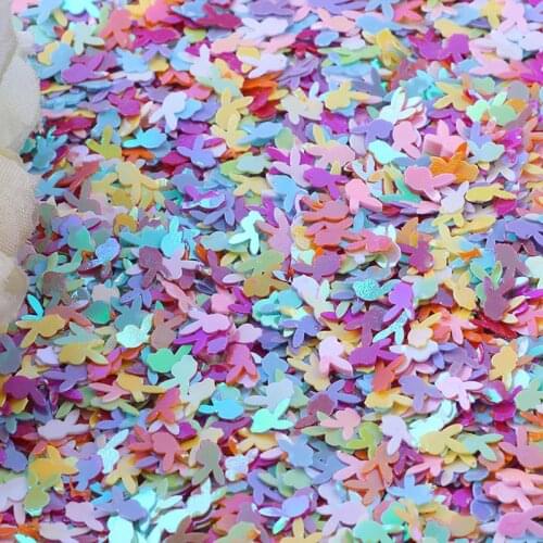 50g/pack 6mm Nail Rabbit-Head Laser Flake-Sequin Holo-Pearl Glitter Chunky Hard-Film Sequins Manicure Nail Sequins#13 Colors