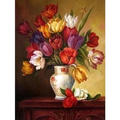 5D DIY Diamond Embroidery Tulip Flowers Handmade Diamond Painting Full Drill Mosaic Cross Stitch Embroidery Home Decoration Gift