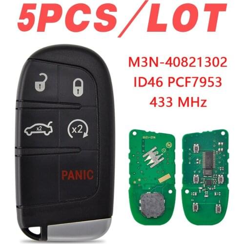 5PCS/LOT Car Remote Key For Jeep Grand Cherokee Dodge Dart Charger Challenger M3N-40821302 ID46 PCF7953A Chip 433 Keyless Go