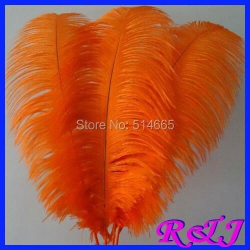 EMS Free shipping Cheap ostrich feather 100pcs 20-22 inches 50-55cm Orange Ostrich plumage ostrich plume