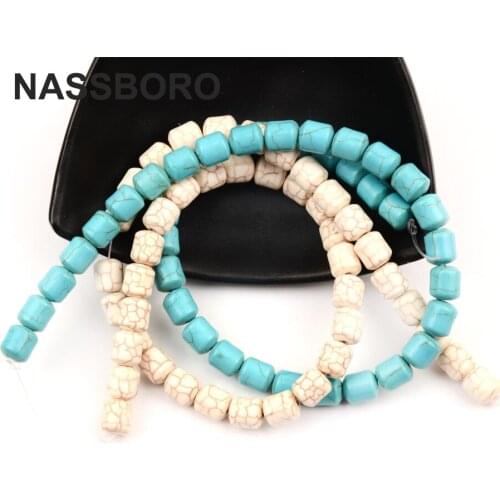 Approx.40Pcs/pack 8x9mm Natural Stone Beads Green Cylinder Loose Spacer Beads For Jewelry Making Necklace Bracelet DIY
