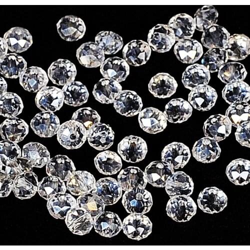 White AB Colors 50pcs 6mm DIY Beads Glass Faceted Loose Round Rondelle Beads Jewelry For Making Bracelet Necklace