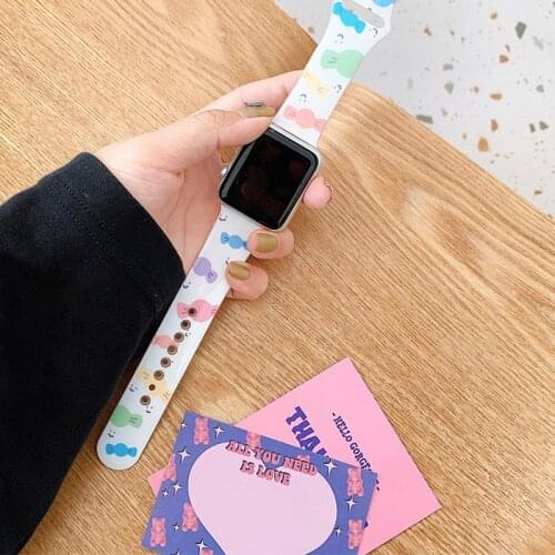 Color candy glossy wristband is suitable for 44 40 38 42mm moon wristband accessories suitable for i watch 4 series6 5 3 2 strap