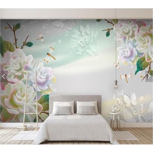 Custom floral wallpaper, fashion fantasy butterfly flower mural for living room bedroom TV background wall decoration wallpaper