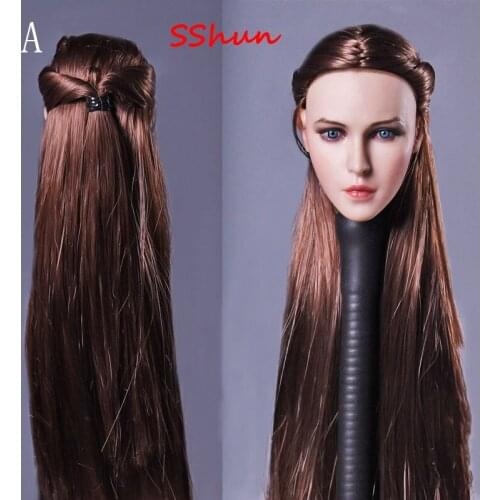 D009 1/6 Scale Female Head Sculpture European/ American Hair Transplant Beauty Head Sculpture Model For 12'' Action Figure Body