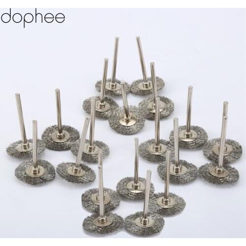 Dophee 15Pcs 25mm Stainless Steel Wire Wheel Diameter Brushes for Grinder Dremel Wire Brushes Rotary Tool Accessory 3.17mm Shank