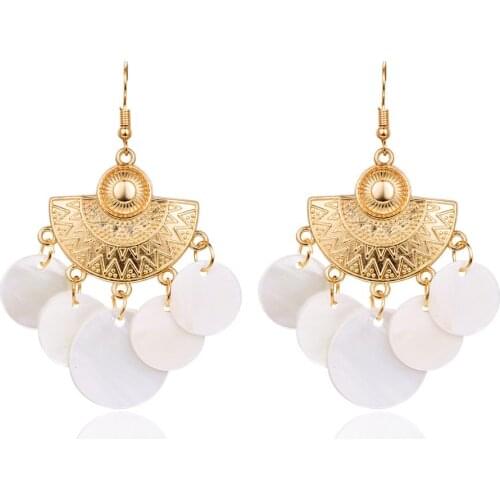 HC Fashion Round Drop Women Dangle Earrings Summer Boho Jewelry Handmade Natural Sea Shell Earrings Girls 2020 Beach Jewelry W