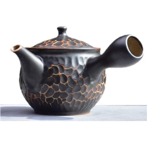 Handmade Stoneware Teapot Ceramic Kung Fu Tea Set Side Handle Pot Retro Single TeapotTea Making Device Ceramic Pot KettleTea Pot
