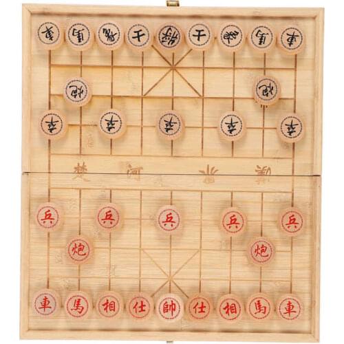 Chinese Chess Xiangqi Portable Foldable Wooden Travel Board Game Set For Kids Adults Travel Set