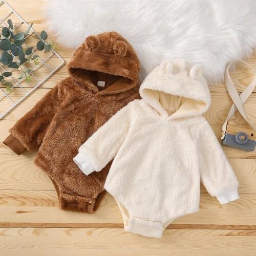 Autumn Baby Rompers Newborn Cotton Plush Clothing Baby Long Sleeve Hoodies Infant Boys Girls Jumpsuit Baby Winter Clothes