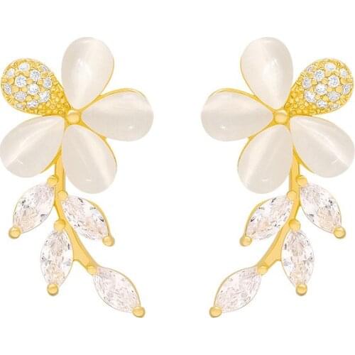 Korean Fashion New Temperament Earrings Net Red Wild Petal Crystal Earrings Womens Clothing Manufacturer Sales Fashion Jewelry