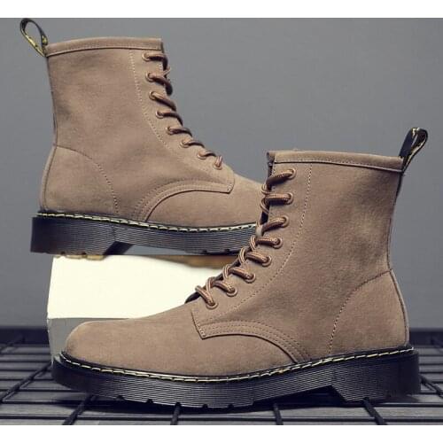Leather Ladies Winter Boots Women Cow Suede Lace-Up Platform Martin Boots Men Boots Fashion Ankle Boots Bota Masculina 2021 New