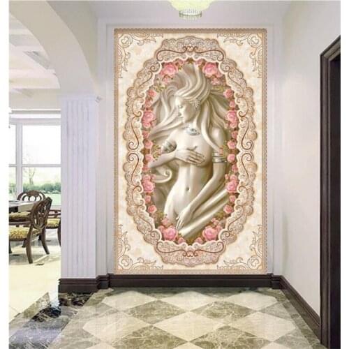 Beautiful girl relief Custom photo Wallpaper Landscape papel de parede 3d Wall Mural Photo Wallpaper For Living room