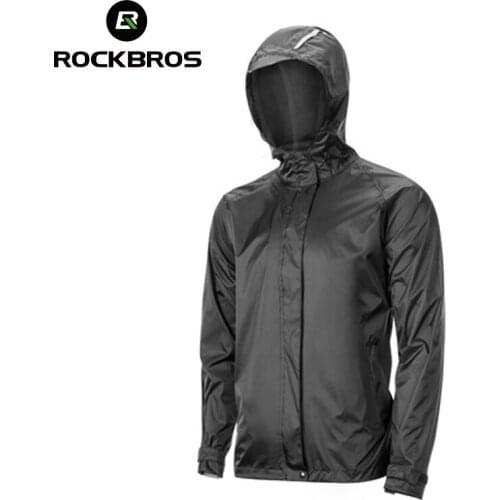 ROCKBROS Cycling Waterproof Jacket Men Breathable Reflective Hooded Raincoat Waterproof Outdoor Sport Windbreaker European Size