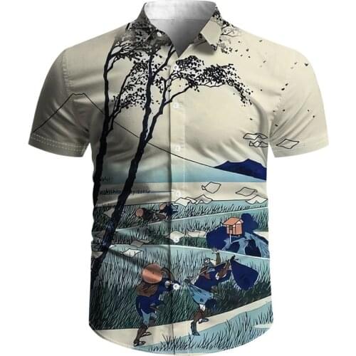 Fashion Japanese Style Mens 3D shirt leisure beach Harajuku hip hop shirt 3D printed shirt fine dyed cloth shirt