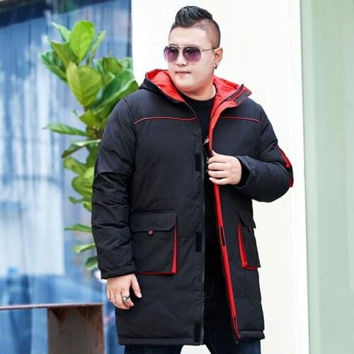 Mens Winter Plus Size Jacket Mens Winter Park Hooded Warm Jacket Casual Long Section Oversized 9XL 10XL Cotton Coat