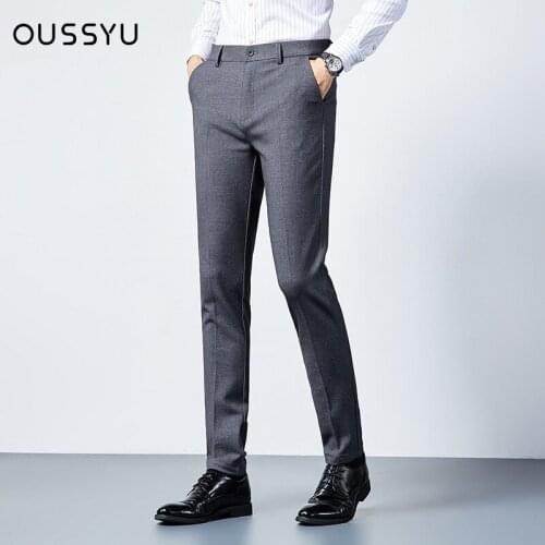 OUSSYU Brand Business Suit Pants Men Casual Formal Slim Fit Spring Autumn Male Classic Office Long Length Straight Trousers