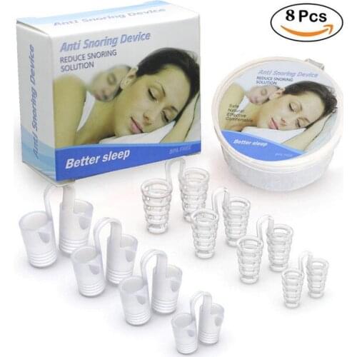 Snore Prevention Kit Household Silicone Snoring Stopper 8Pcs Pack 4 Hollow & 4 Solid Silicone Snoring Stopper
