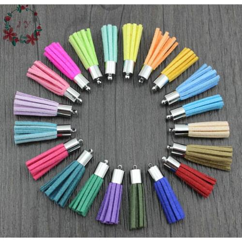 Set of 50pcs 35mm Suede Tassels Faux Leather With Silver Caps Charms pendant, Accessories for Garment ,Earring,DIY projects