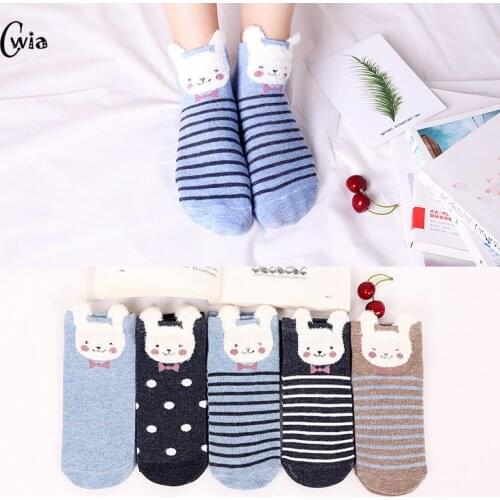 Colorful rabbit Invisible Short Woman Sweat summer comfortable cotton girl womens boat socks ankle low female 1pair=2pcs xg26