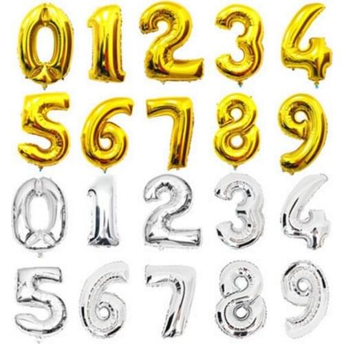 New 40 inch Gold Silver Number Foil Balloons Digit Helium wedding balloon inflatable festa casamento Party