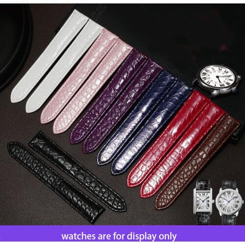 PEIYI Color Crocodile Leather watch strap for men and women Luxury Double -tailed wristband Replacement Cartier watch band