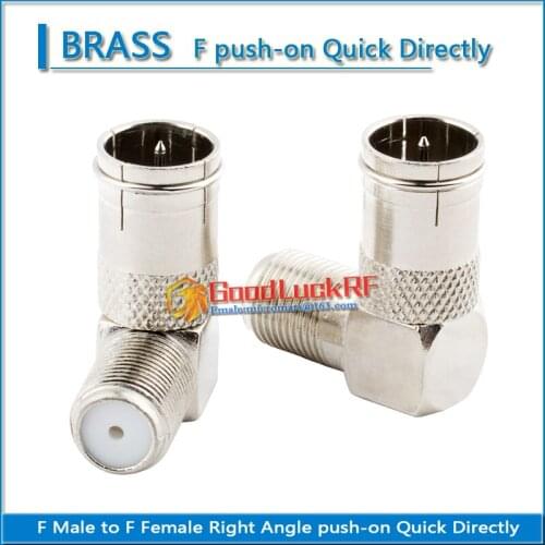 1 Pcs F Male To F Female plug 90 Degree Right Angle push-on Quick Directly RF Video Coaxial Connector for TV-Tuner Antenna