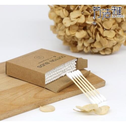 Plastic-Free 100Pcs/Box Double Head Bamboo Cotton Buds Adults Makeup Cotton Swab Wood Sticks Nose Ears Cleaning Health Care Tool
