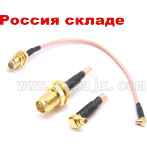 RUS Stock 10PCS RF Pigtail Cable SMA to MMCX RP-SMA female to MMCX male right angle crimp cable 15cm Russia fast ship 3-8 day
