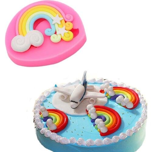 Gadgets Rainbow with cloud and stars Silicone Rubber Flexible Food Safe Mold, fondant, gum paste, candy, chocolateMold