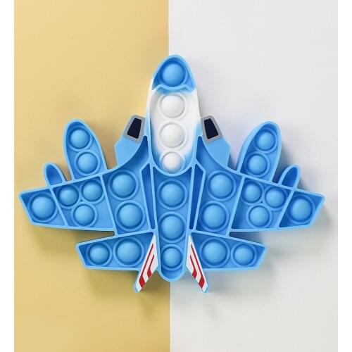 Blue Plane Figet Toys for Children Anti-Stress Mini Push Bubble Sensory Boys and Girls Interesting Kid Gift Game Toy