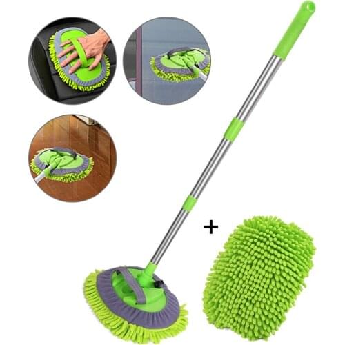 Telescopic Lever Car Wash Brushes Mop Mitt With Extendable Handle Chenille Microfiber Car Cleaning Tool Auto Wash Sponges