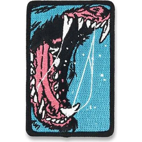 Cartoon Wolf Barking Cool Embroidered Hippie Iron on Patches Anime Embroidery Sewing High Quality Logo Punk Clothes Jackets