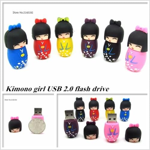 Japanese girl usb flash drive Geisha Pen Drive 4GB 8GB 16GB 32GB memory stick Pendrive mini gift real capacity colorful