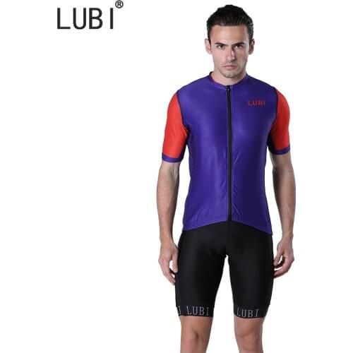 LUBI Pro Cycling Set Jersey Short Sleeves Wear Mountain Bib Kits Clothes Bicycle MTB Bike Breathable Sponge Pad Clothing Suit